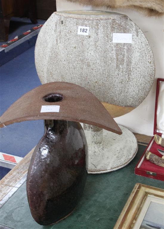 Two large stoneware flasks